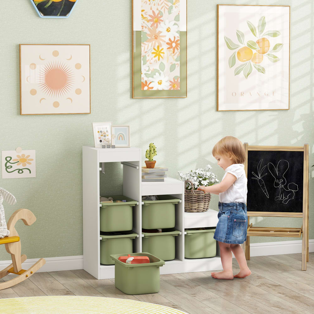 Étagère Enfants Relaxdays 4 Boîtes Motif Feu - Rangement Jouets Et Livres, Chambre D'Enfants 98x82,5x30 Cm Colorée