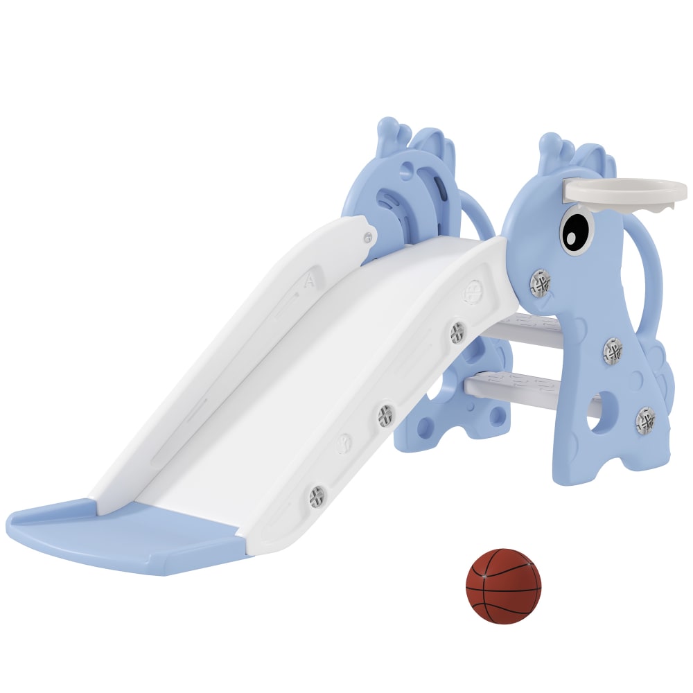 Toboggan Aire de Jeux Pliable avec Panier de Basket en Plastique Toboggan pour Enfants 3-8 Ans Multicolore 108 x 58 x 71,5CM Toboggan Aire de Jeux Pliable avec Panier de Basket en Plastique Toboggan pour Enfants 3-8 Ans Multicolore 108 x 58 x 71,5CM
