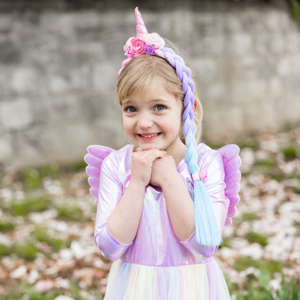 Emin Robe Licorne Enfant – Déguisement Princesse Avec Accessoires – Tulle Coloré – Pour Anniversaire, Noël, Halloween, Carnaval – Dès 3 Ans