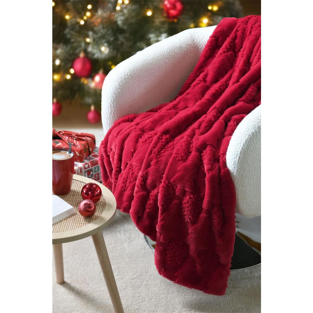 Plüschdecke aus Polyester, 130 × 160 cm, rot