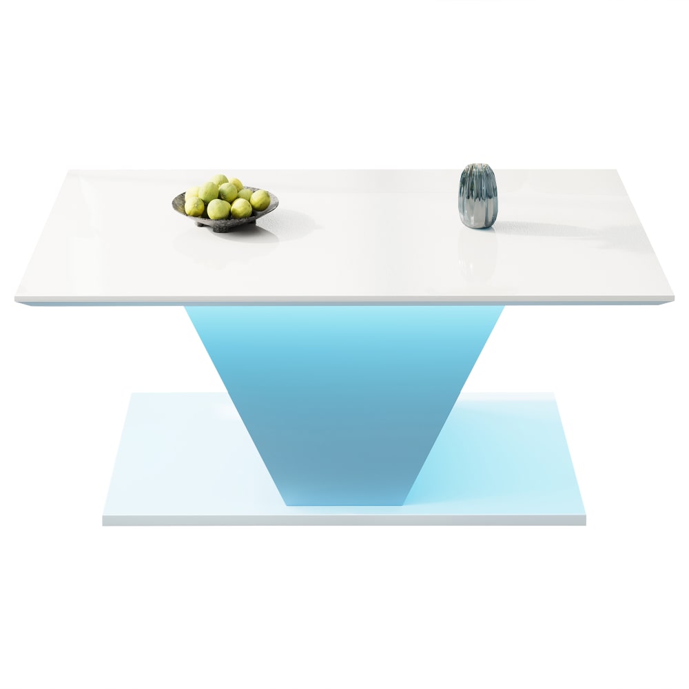 Lackierter Couchtisch mit LED-Beleuchtung,Weiß