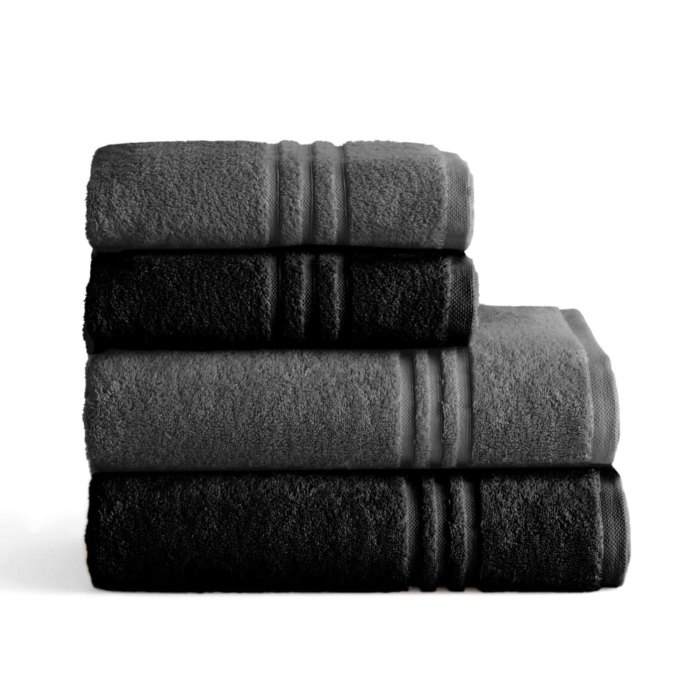 4er-Set Handtücher 700 g/m² Schwarz/Dunkelgrau (50x100+70x140) Toallas premium