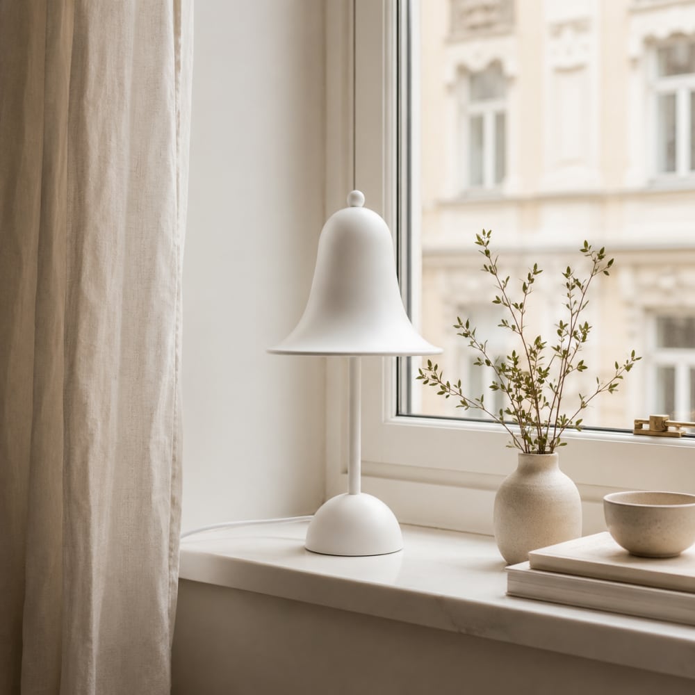Lampe aus Metall, 2xG9, weißer Schirm, weißer Sockel