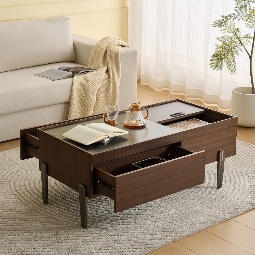 Table Basse Rectangulaire [en.casa] En Acier Solide - Étagère De Rangement - 45 X 90 X 60 Cm - Bleu Foncé