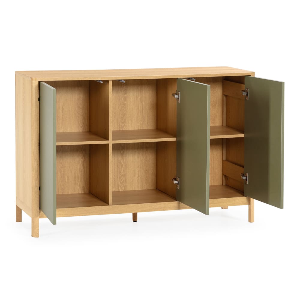 Credenza 3 Ante Bivoak Effetto Rovere Naturale - ATMOSPHERA CREATEUR D'INTERIEUR - Mobile 6 Cubi, 71.6x32x108.4 Cm