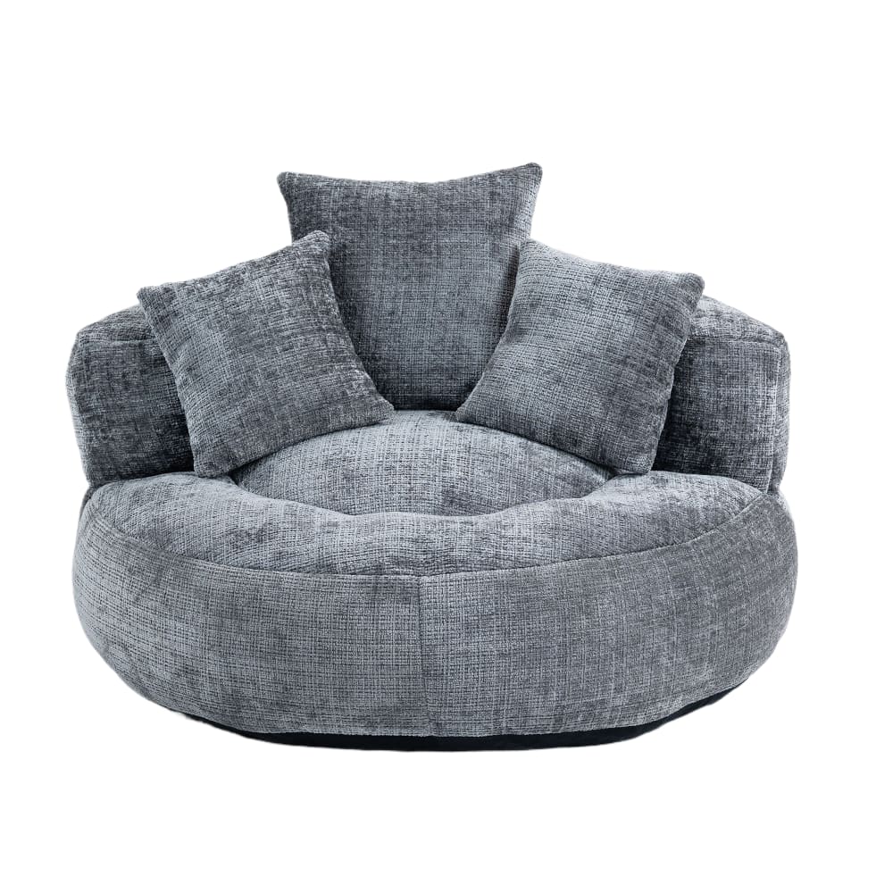 Runder Stoff-Loungesessel mit Kissen, Grau
