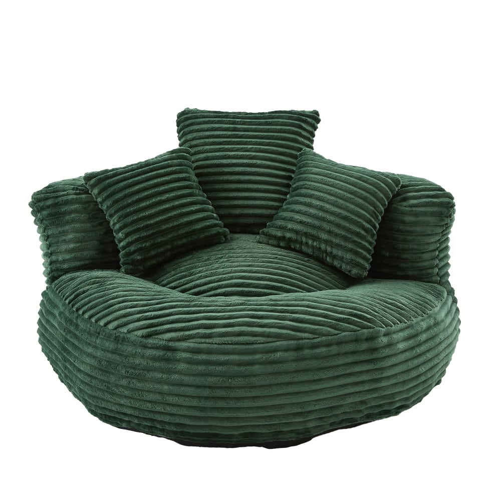Runder Cord-Sessel mit Kissen, Grün