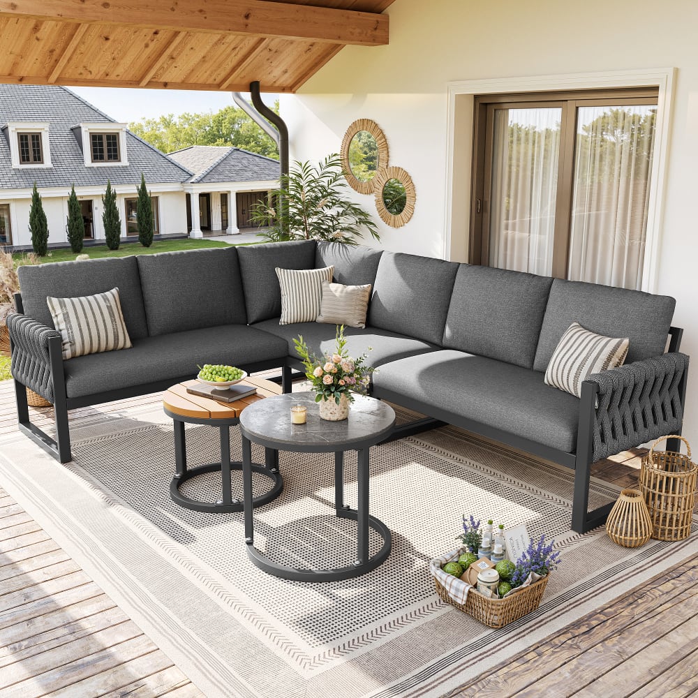 Gartenmöbel aus Metall & Olefin mit Sofa 110x66x86cm Grau