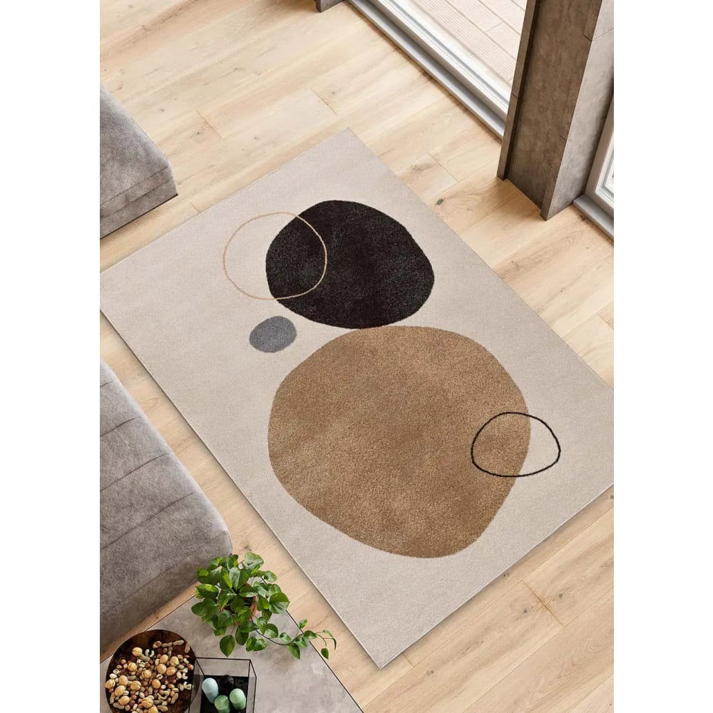 Kurzflorteppich, Modern, beige/schwarz, 140x200 cm Lessia
