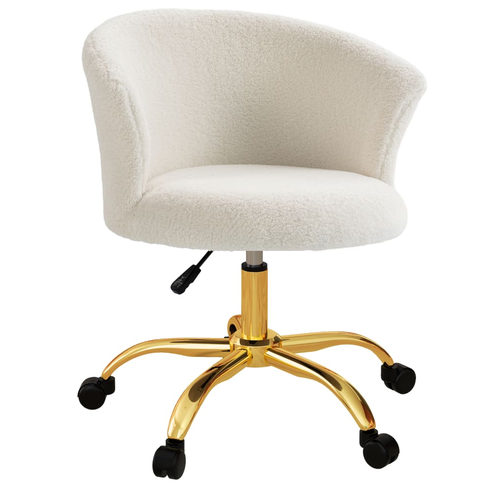 HULALA HOME Sedia girevole da ufficio, in velluto, comode, imbottite, con altezza regolabile e cuscino imbottito, per casa e ufficio, colore: beige