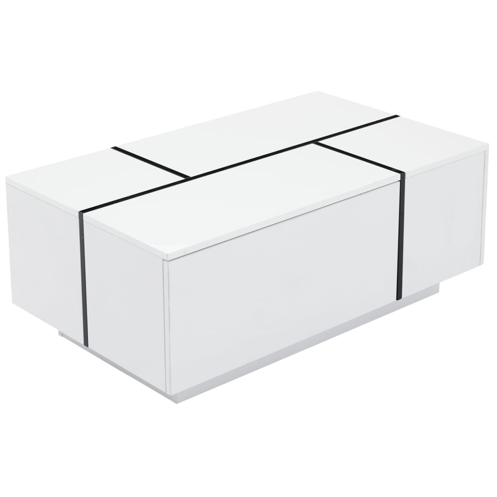 Couchtisch rechteckig mit 4 Schubladen 100x60x40 cm, weiß