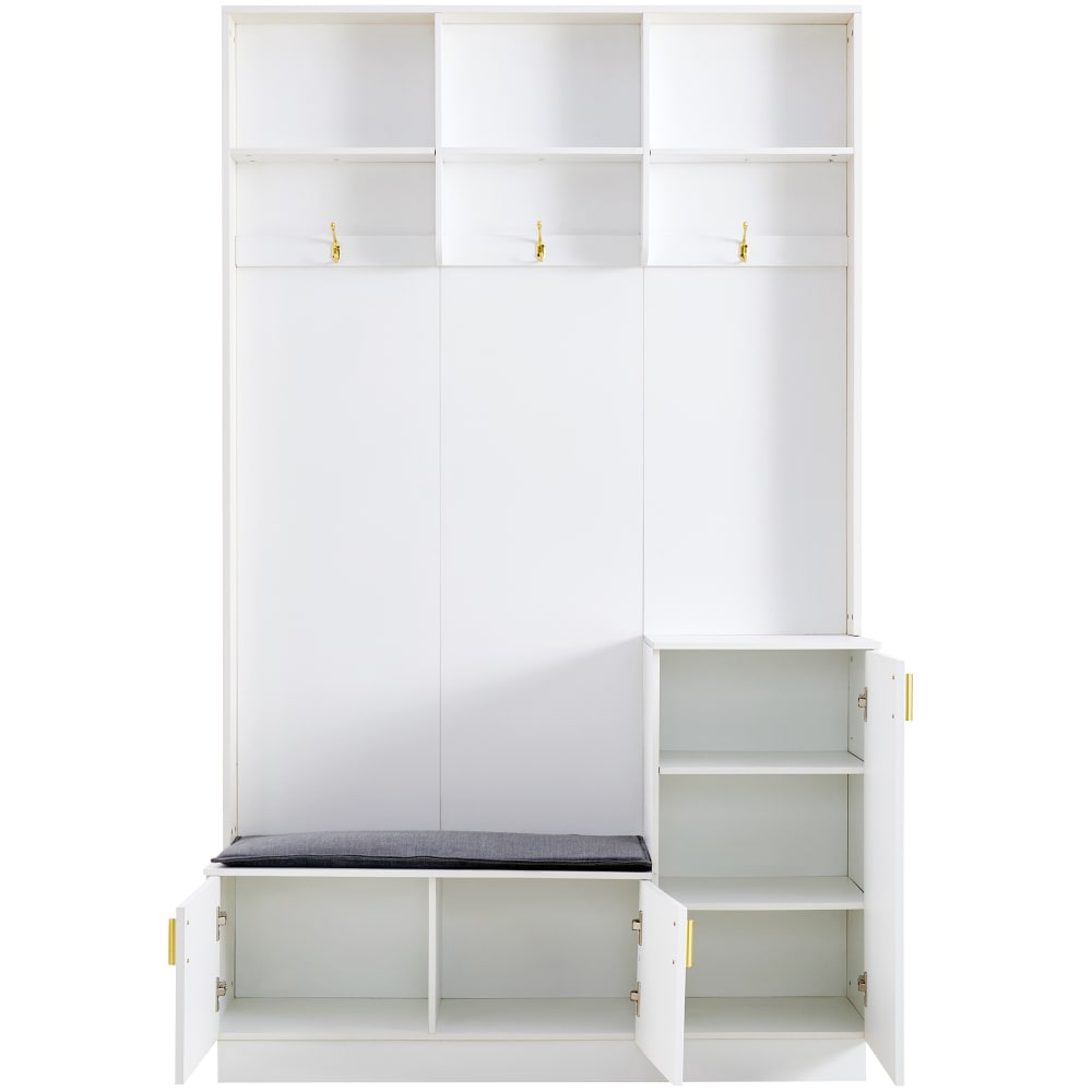 Eingangsgarderobe mit Bank, Weiß