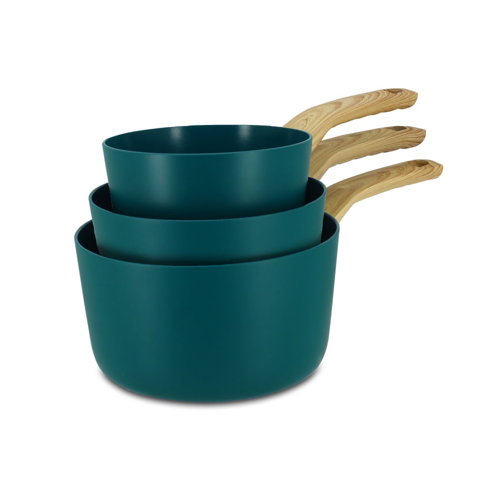 Lot De 5 Casseroles émaillées Vintage - Bleu, Jaune, Vert - Tôle - Occasion