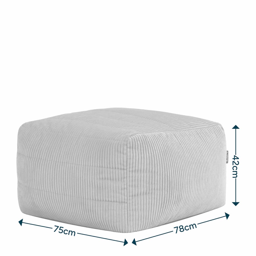MONTEMAGGI Pouf Velours Côtelé Beige Glam – Repose-Pieds Grand 39x39x30 Cm, Charge 150 Kg Luxe