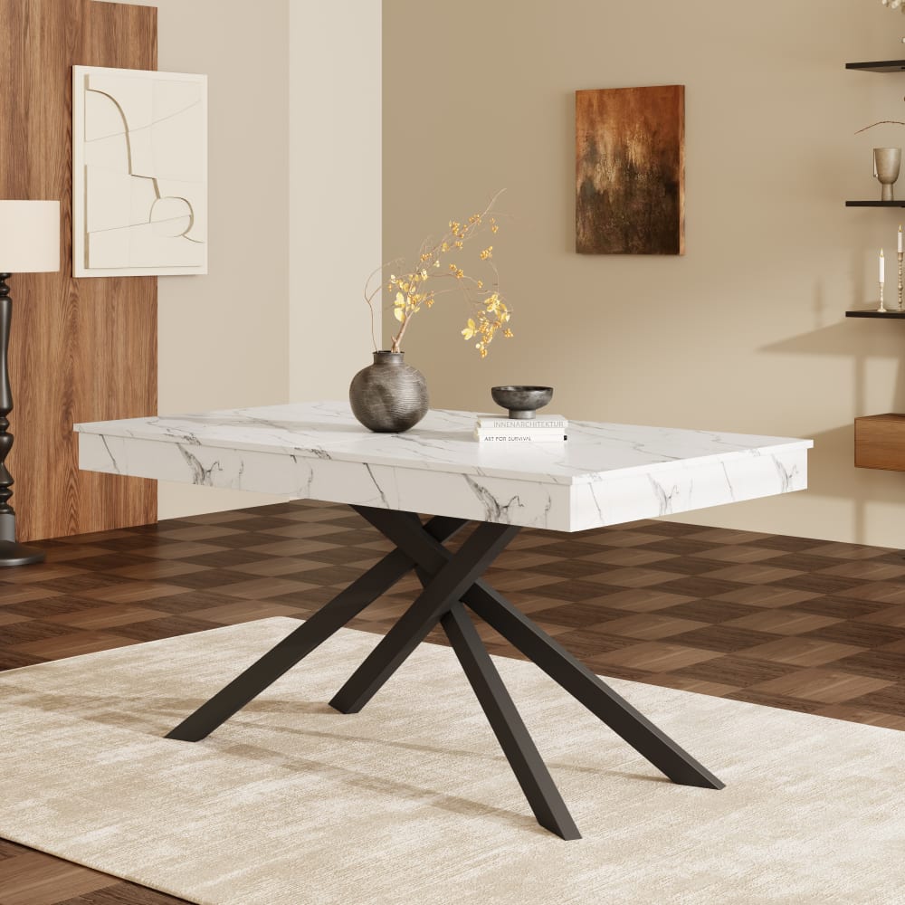 Esstisch aus MDF ausziehbar 140/180x80x75 cm, weiß