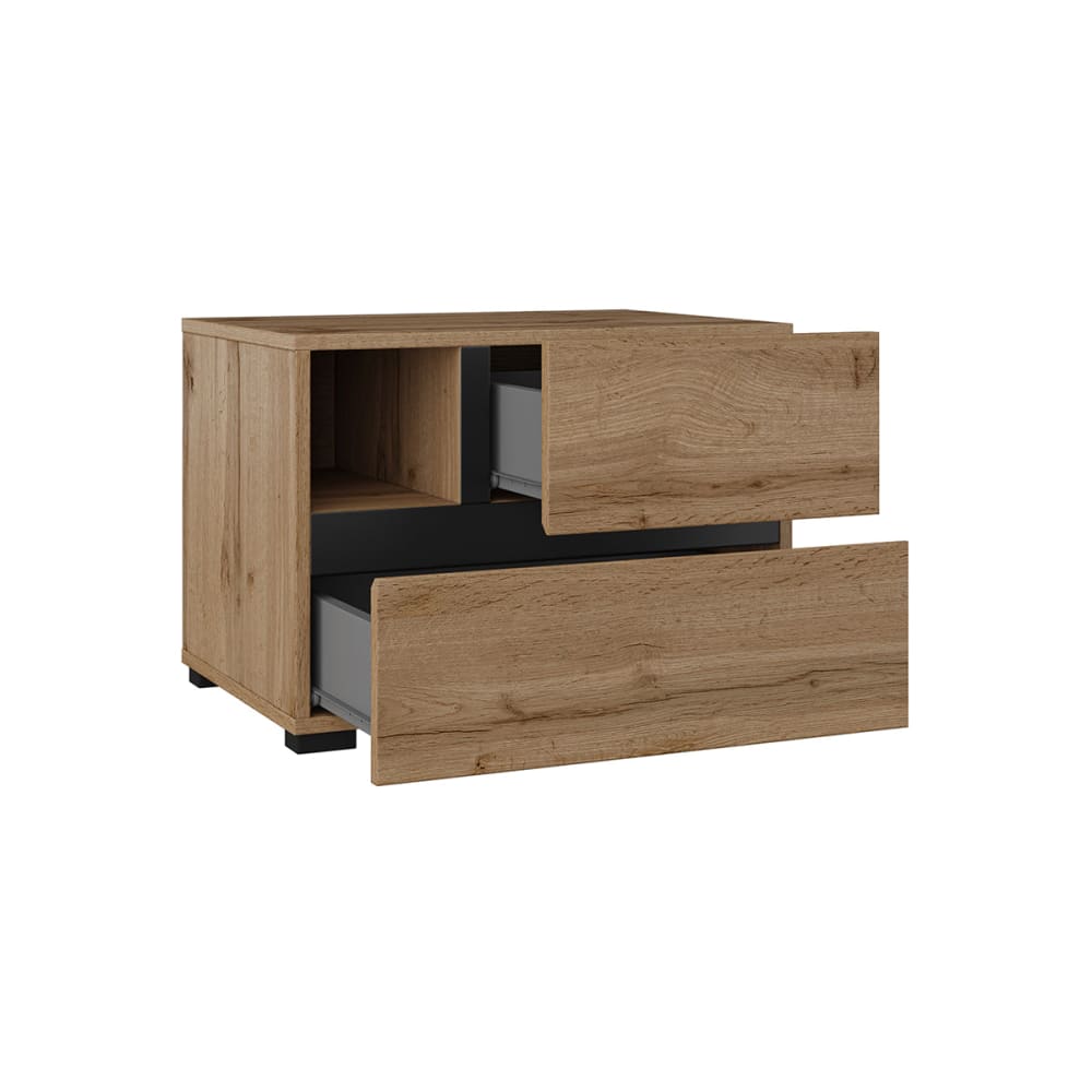 Nachttisch mit 2 Schubladen, Holzoptik, 55cm Lilia