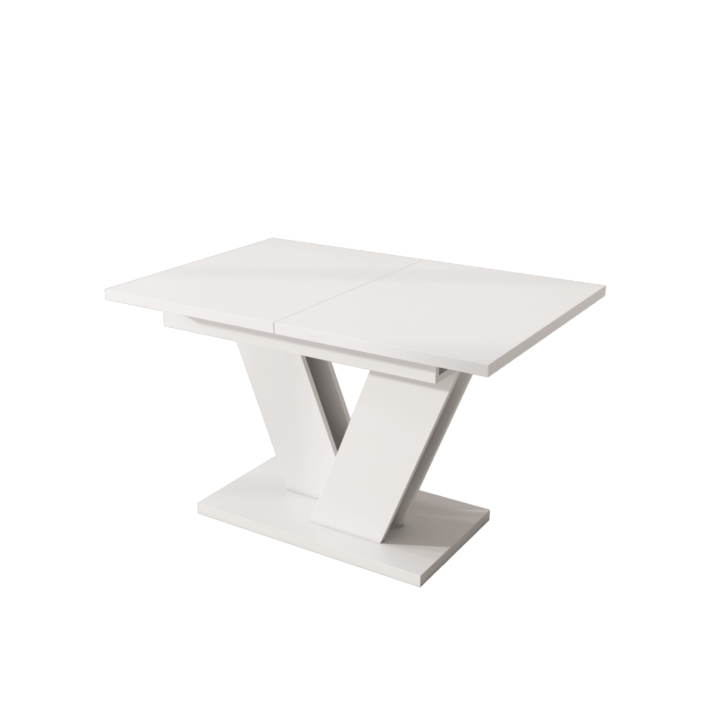 Ausziehbarer Esstisch mit V-Beinen Metall 120/160x80 cm, Weiß