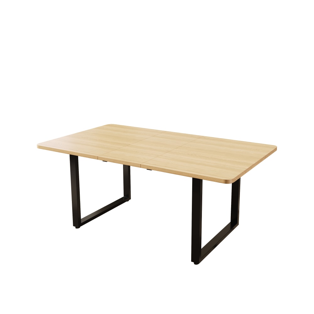 Ausziehbarer Esstisch 3 Längen 140–220x80 cm, Metallbeine, Eiche