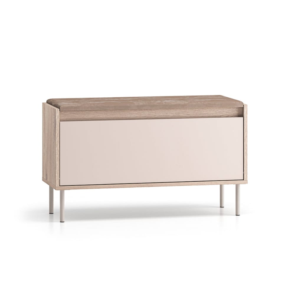 Bank Schuhschrank lang 1 Tür Laminierte Platten Kaschmir und Holz Alos