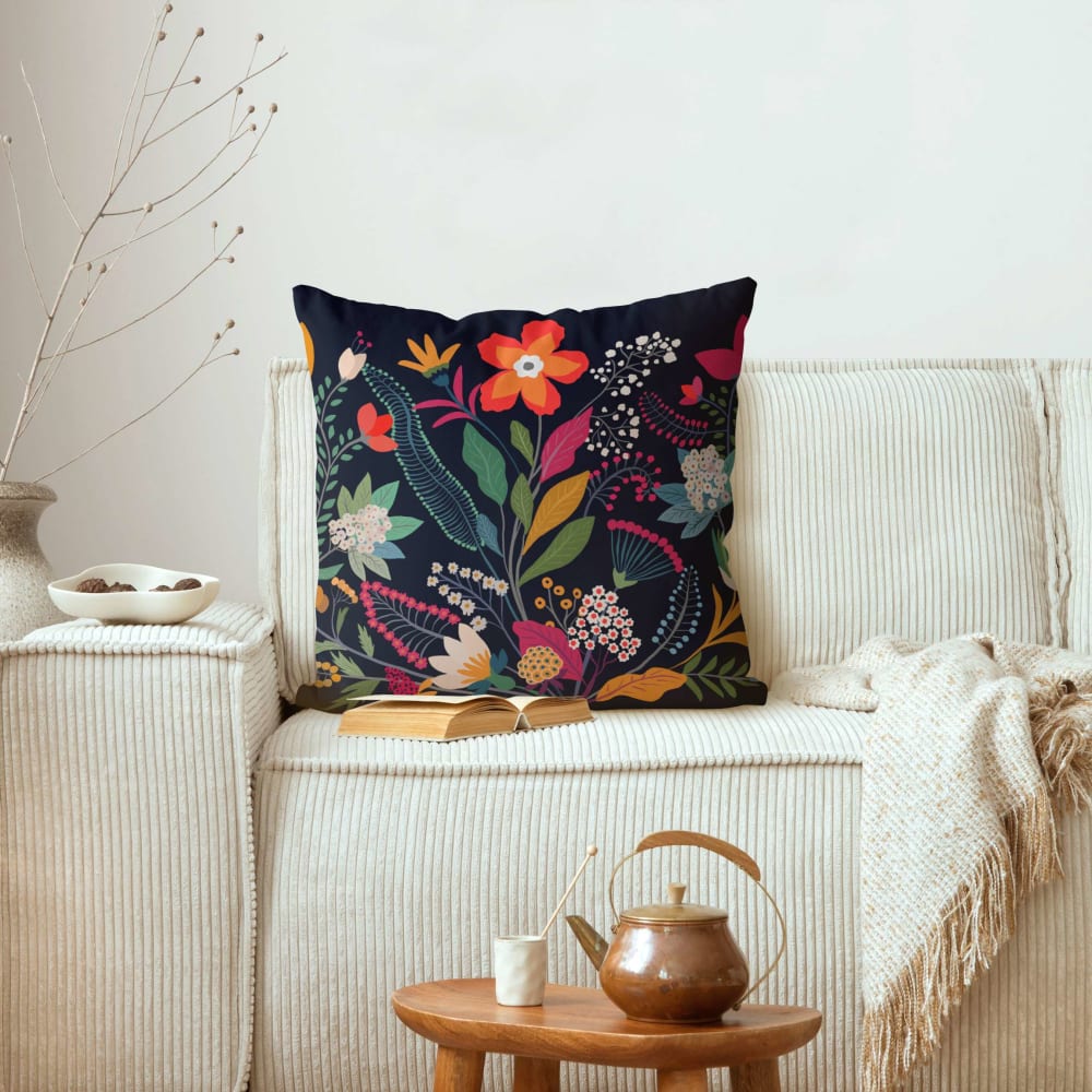 Dekokissen Mexikanische Blumen aus Polyester, bunt 50 x 50 cm