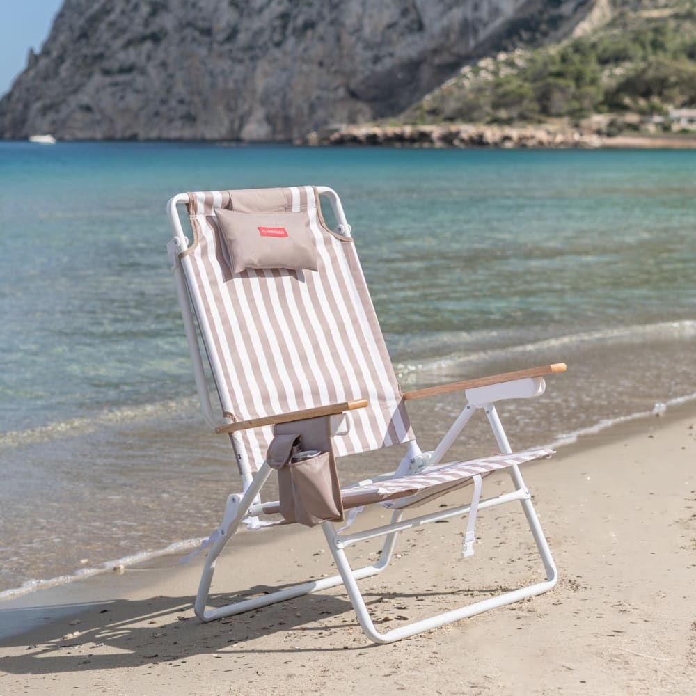 Flamingueo Silla De Playa Plegable – Reclinable 5 Posiciones, Asas Mochila, Ligera (2,4 Kg), Poliéster 200g