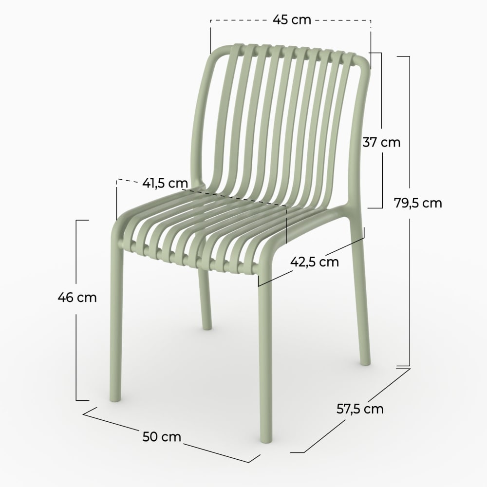 2er-Set stapelbare Gartenstühle aus pastellgrünem Kunststoff Duli