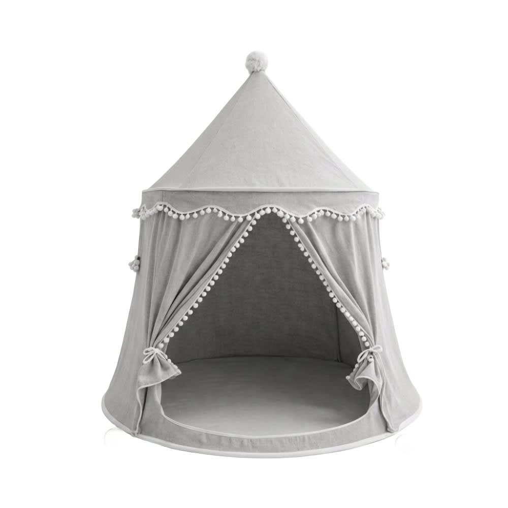Tente Enfant Spacieuse 150x100x150 Cm Avec Tapis Et Guirlandes Lumineuses – Crème