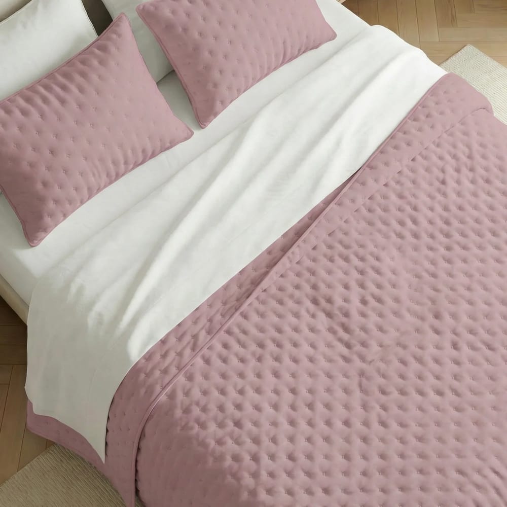 Einfarbige, gesteppte, extra weiche Tagesdecke Pink 280x270 cm Pure