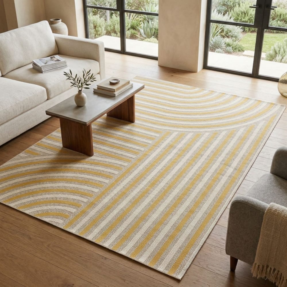 Outdoor/Indoor Teppich Modern Geometrisch Gelb/Beige 160x230 Sunshine