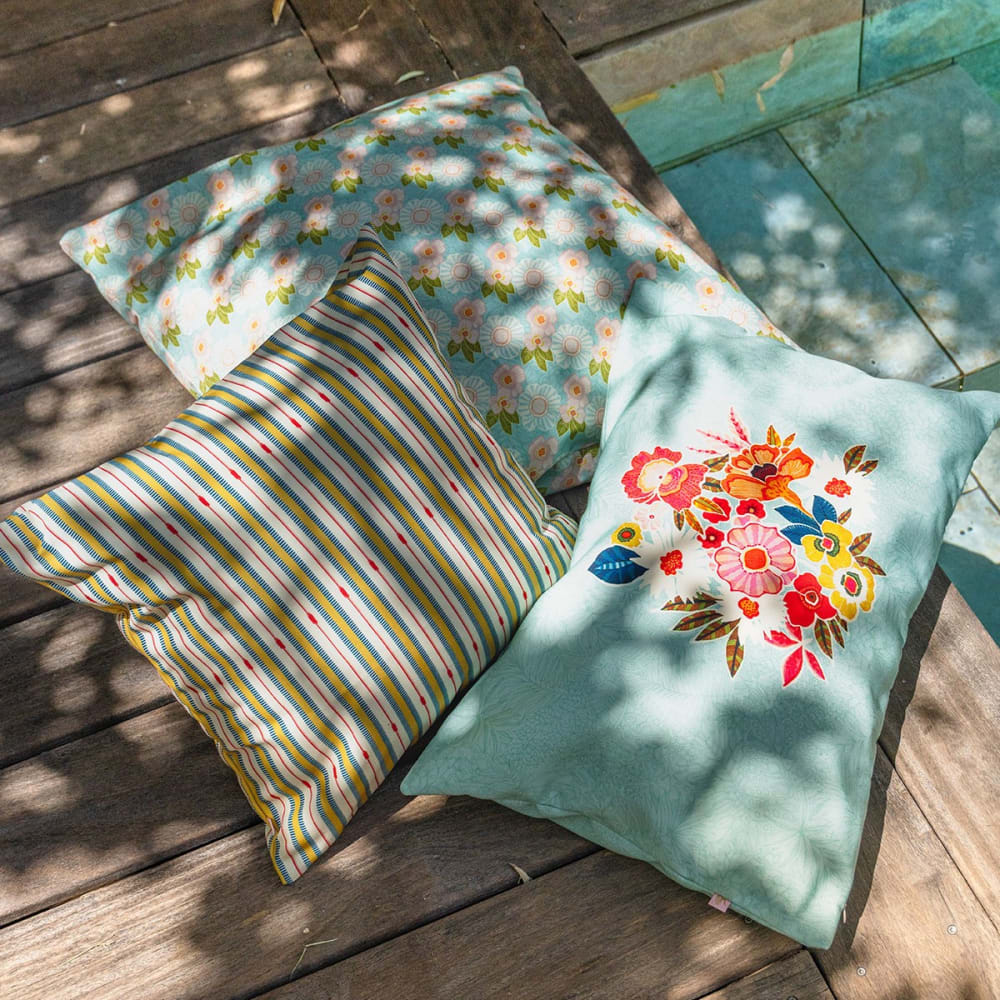 Bezug für Outdoor-Kissen Grafische Blumen Blau 60x60 Thais