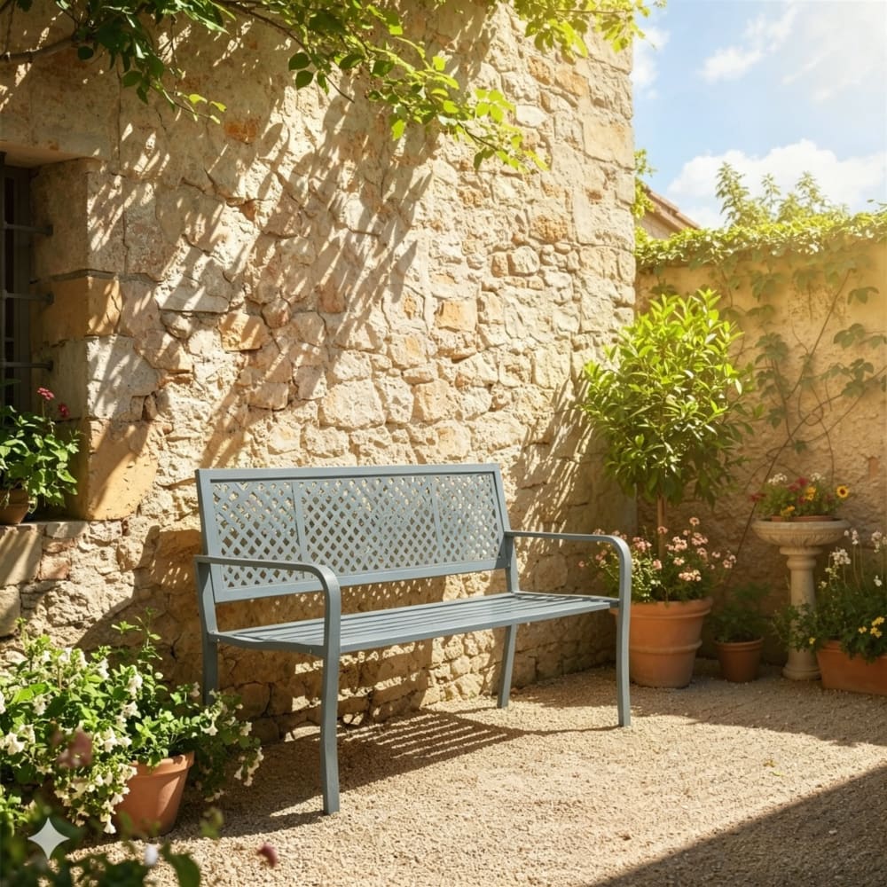 Gartenbank aus Stahl für 2 Personen 127x61x85 cm, dunkelgrau