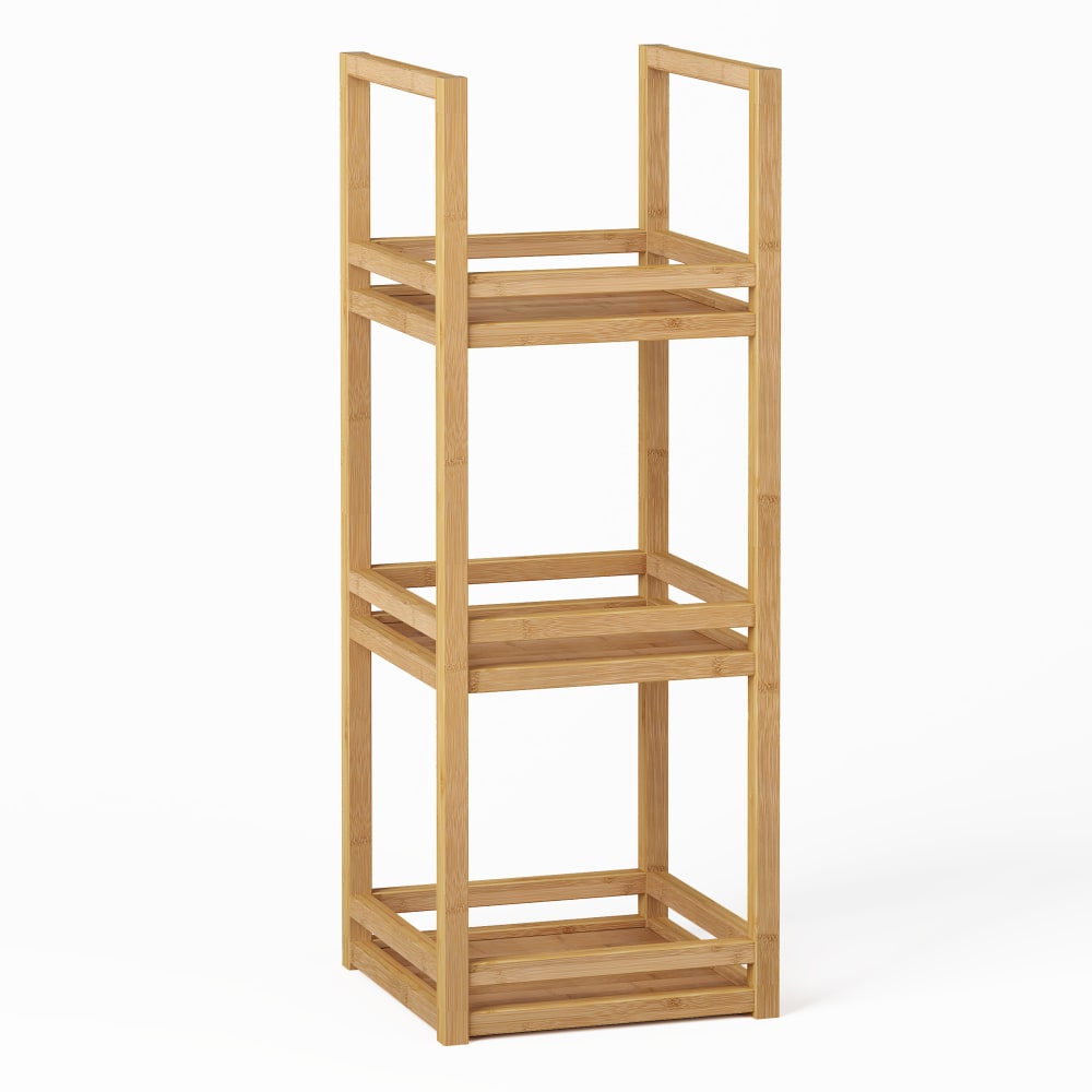 Bambus Badregal mit 3 Ablagen - Kompakter Standregal Natur 26x26x70cm