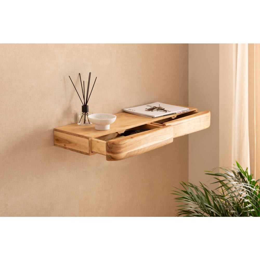 Wandregal aus Massivholz, 80 cm braun