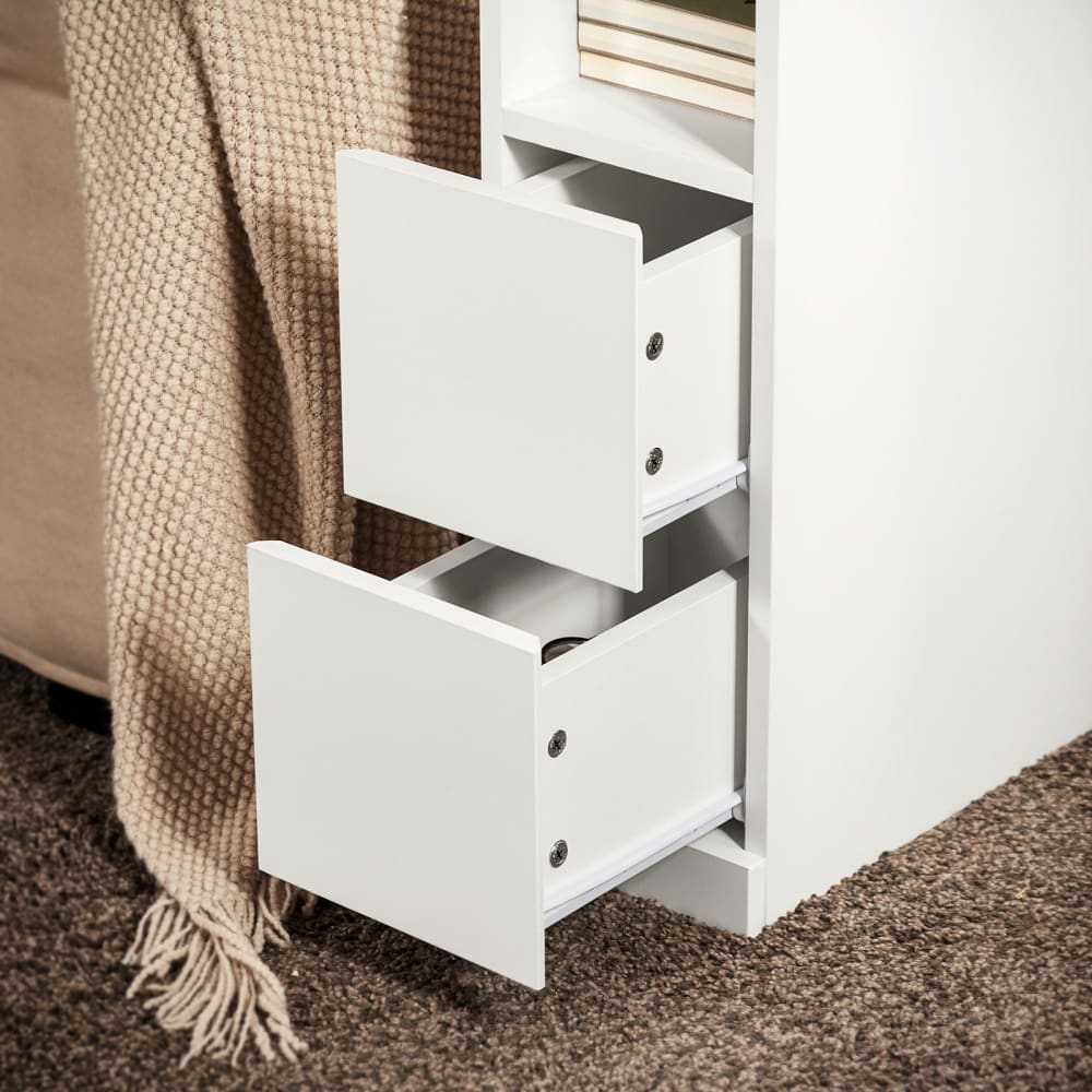 2er-Set Nachttische schmal mit 2 Schubladen und Fach 20x35x60 cm