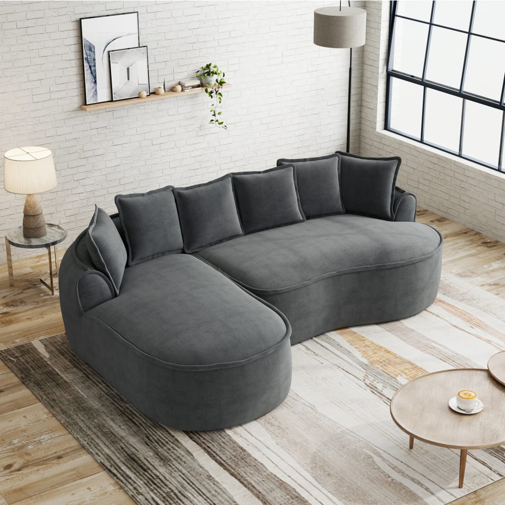 Modulsofa aus Chenille mit Schlaffunktion, Grau