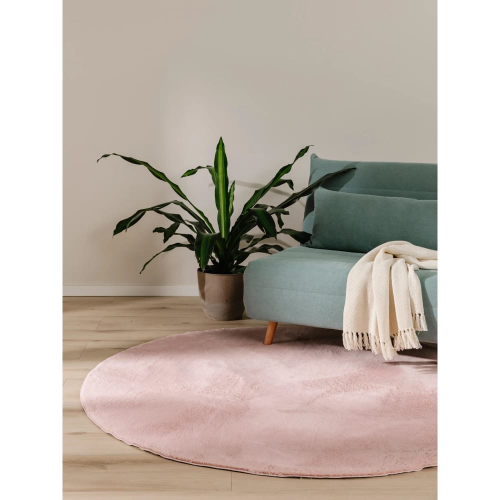 Fellteppich rosa D 80 rund Furry
