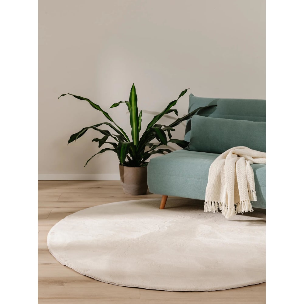 Fellteppich beige D 80 rund Furry