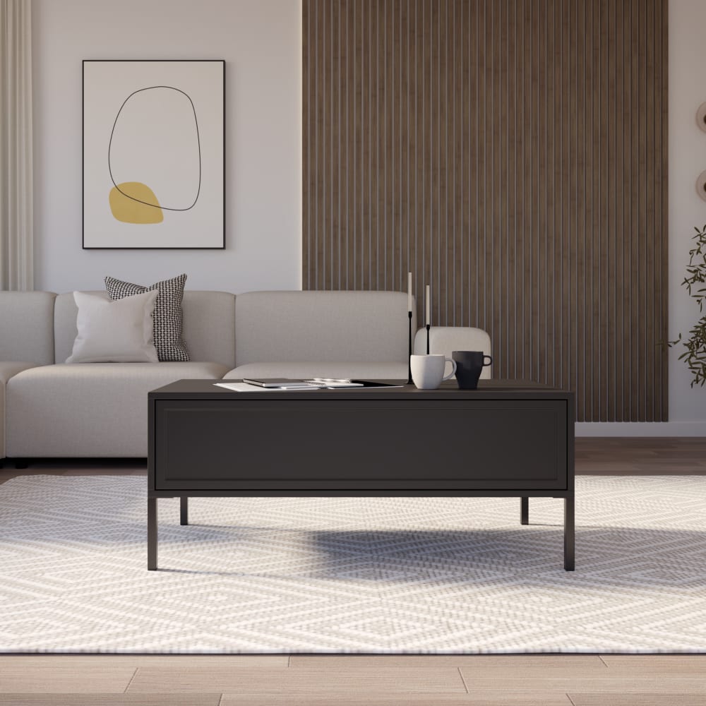 Couchtisch mit Schublade, schwarz, 100x50 cm Velveto