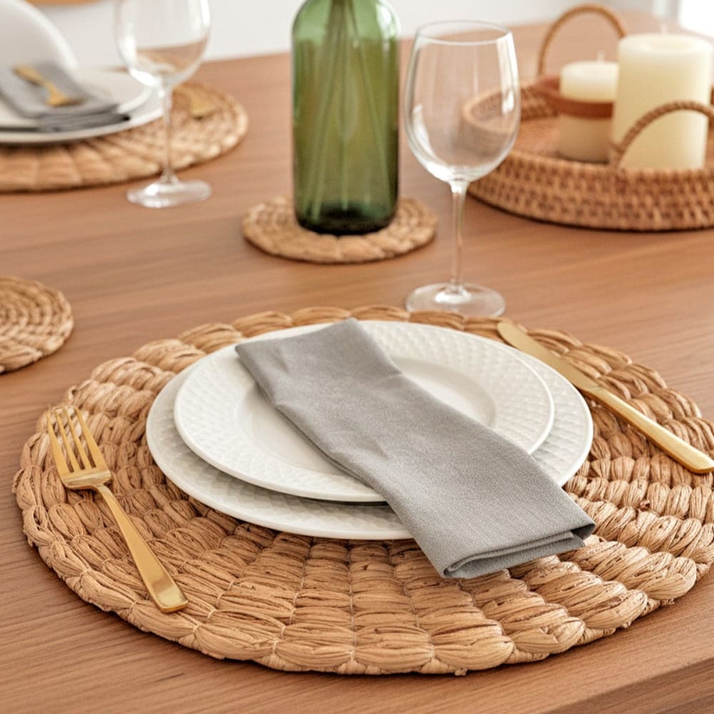 6er-Set runde Tischsets aus Naturfasern D. 35cm Jacinta