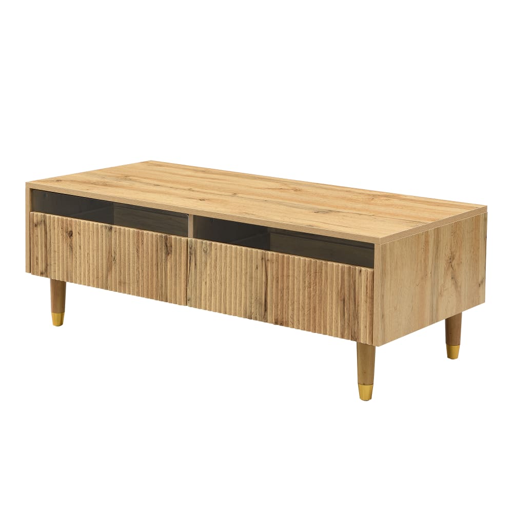 Couchtisch mit Schubladen und LED-Beleuchtung, Eiche