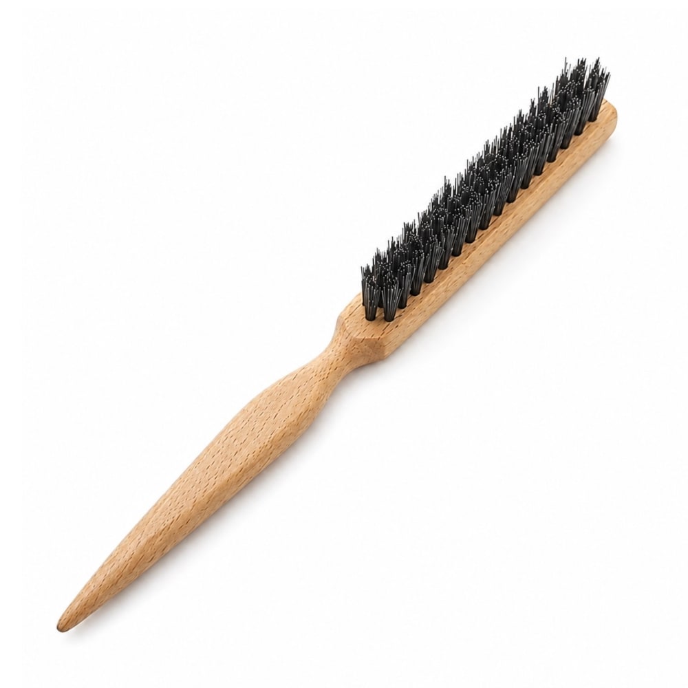 Brosse de finition allongée à manche en bois et poils de sanglier