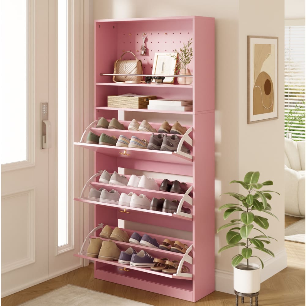 Schuhschrank aus Spanplatte rosa