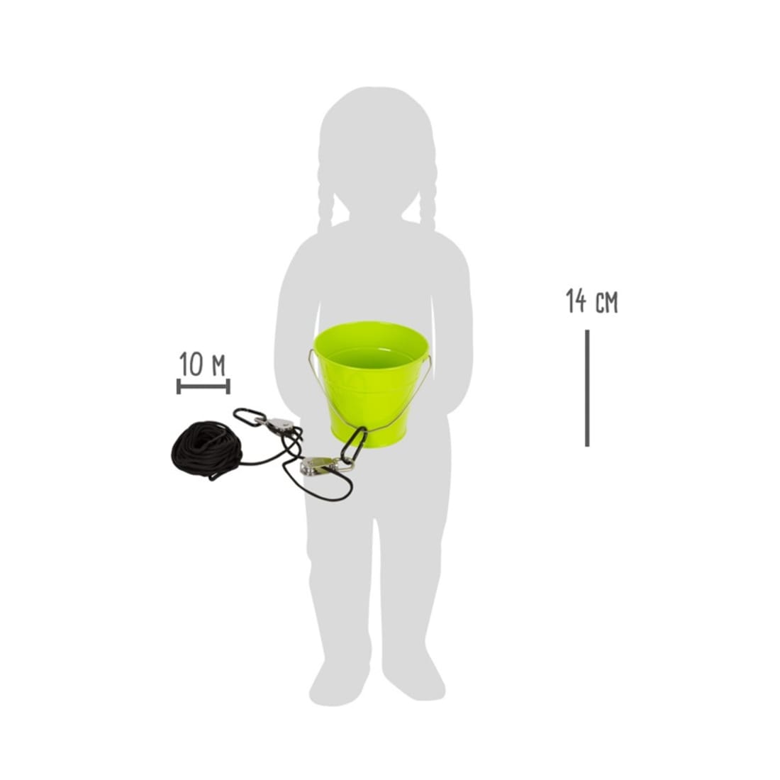 Jeinbuil – Poulie De Jardin Pour Enfants Avec Seau En Métal – Jouet De Levage Et De Construction Pour L'extérieur