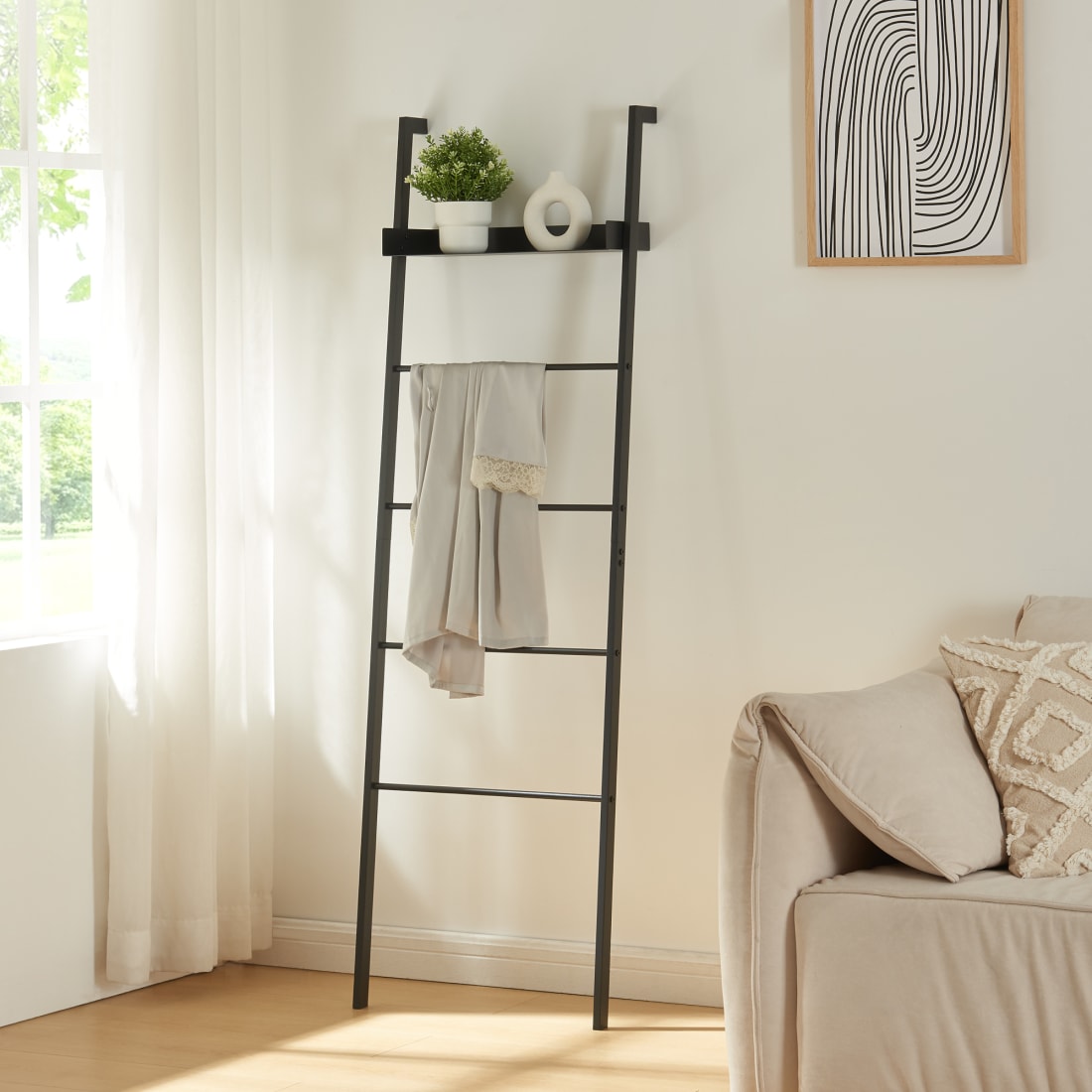Leiterregal aus Metall 160 x 50 x 27.5 cm, in Schwarz Øksnes