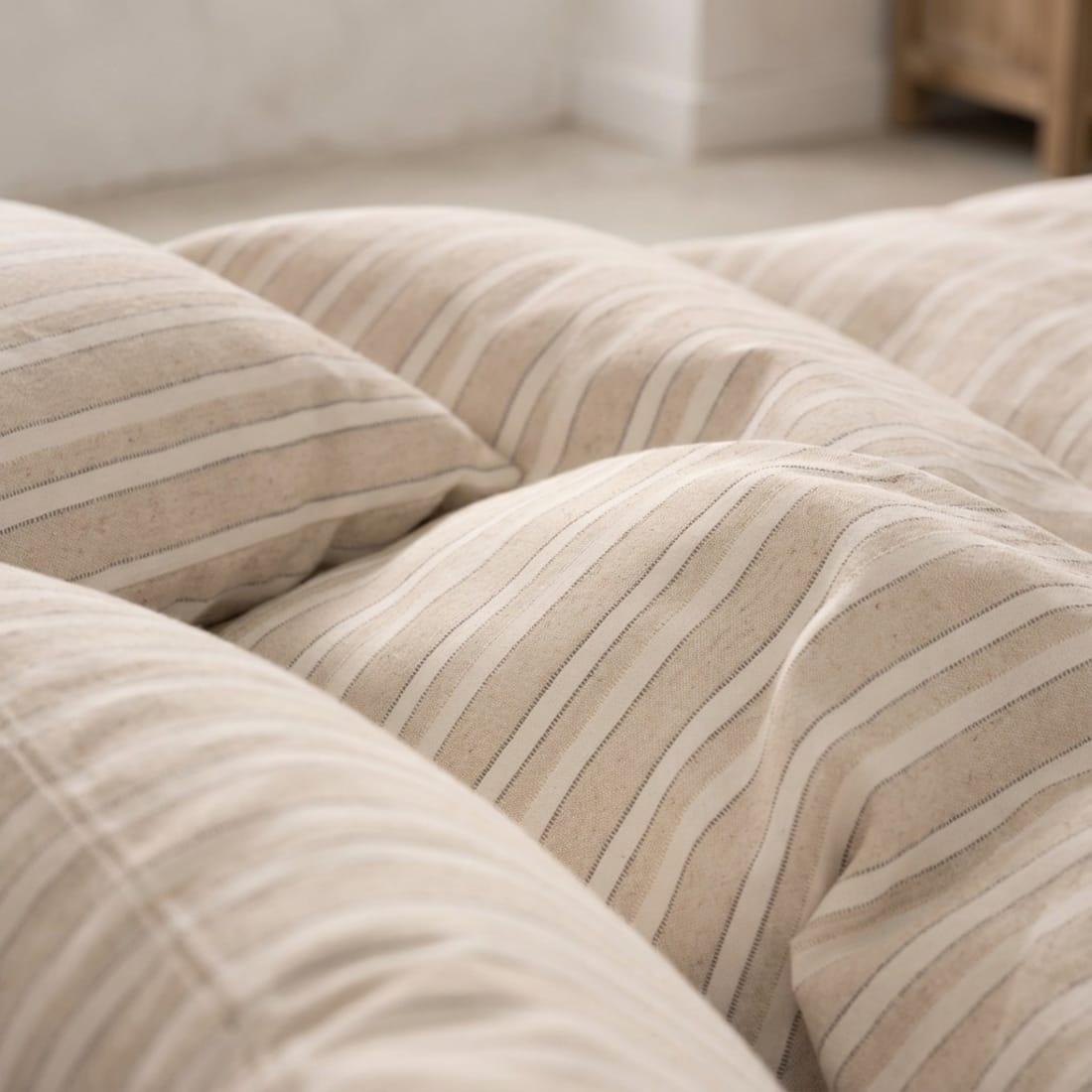 Bettbezug aus Baumwolle, Streifen mit Struktur, Leinen, 240x220 cm Tramuntana