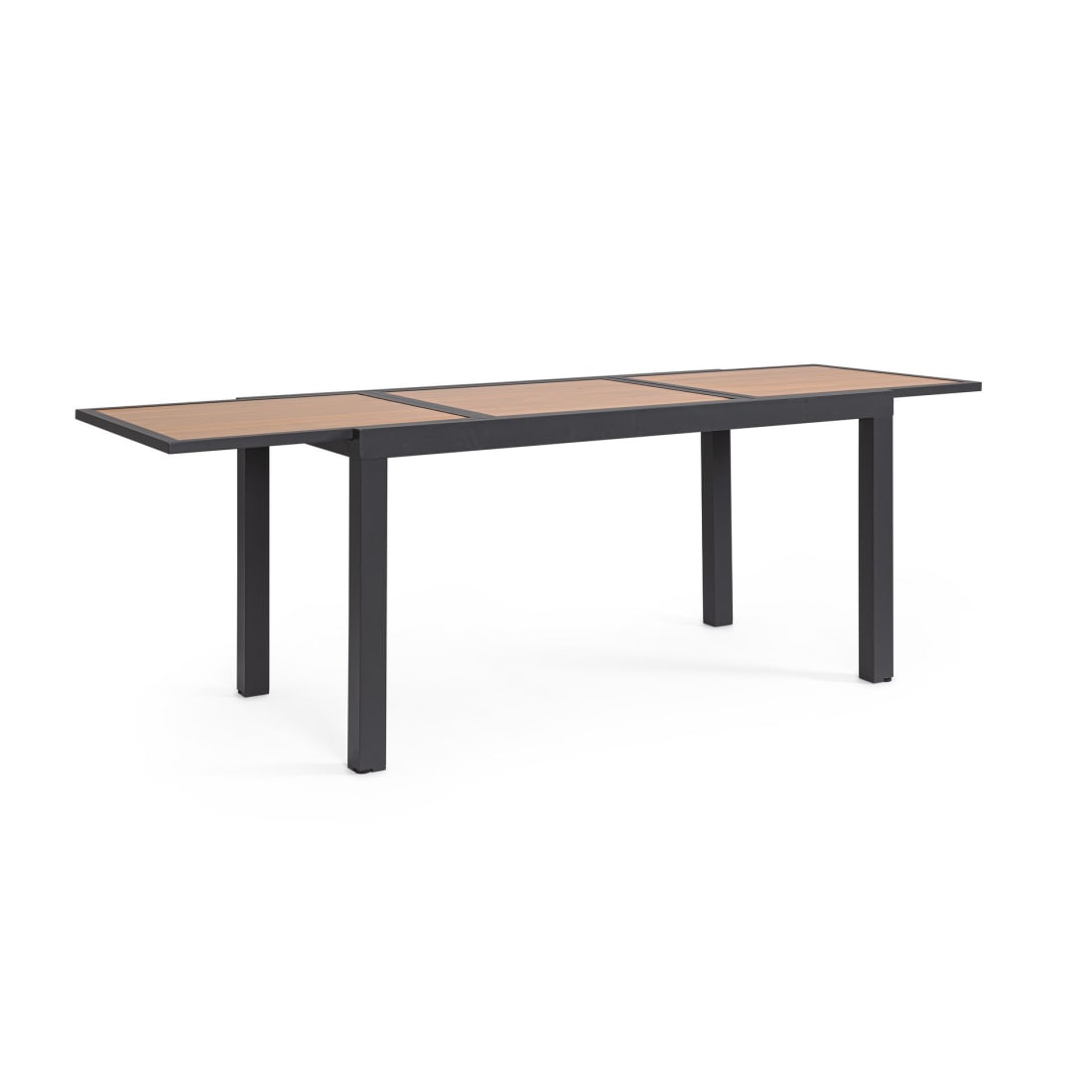 Ausziehtisch aus Aluminium in Holzoptik 140-210x77 Anthrazit Hilija