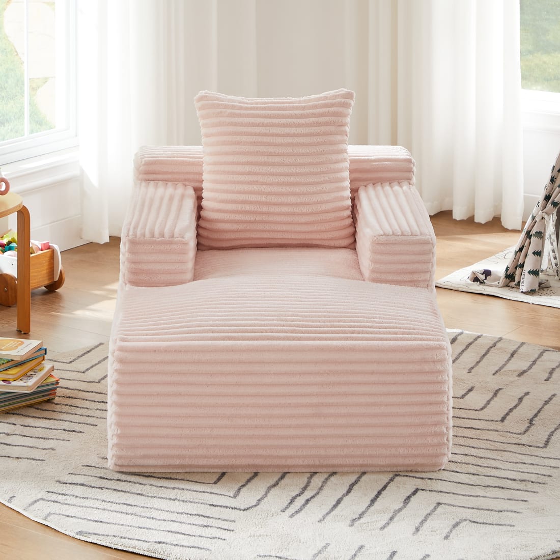 Schlafsessel aus Cord als Relaxsessel, rosa