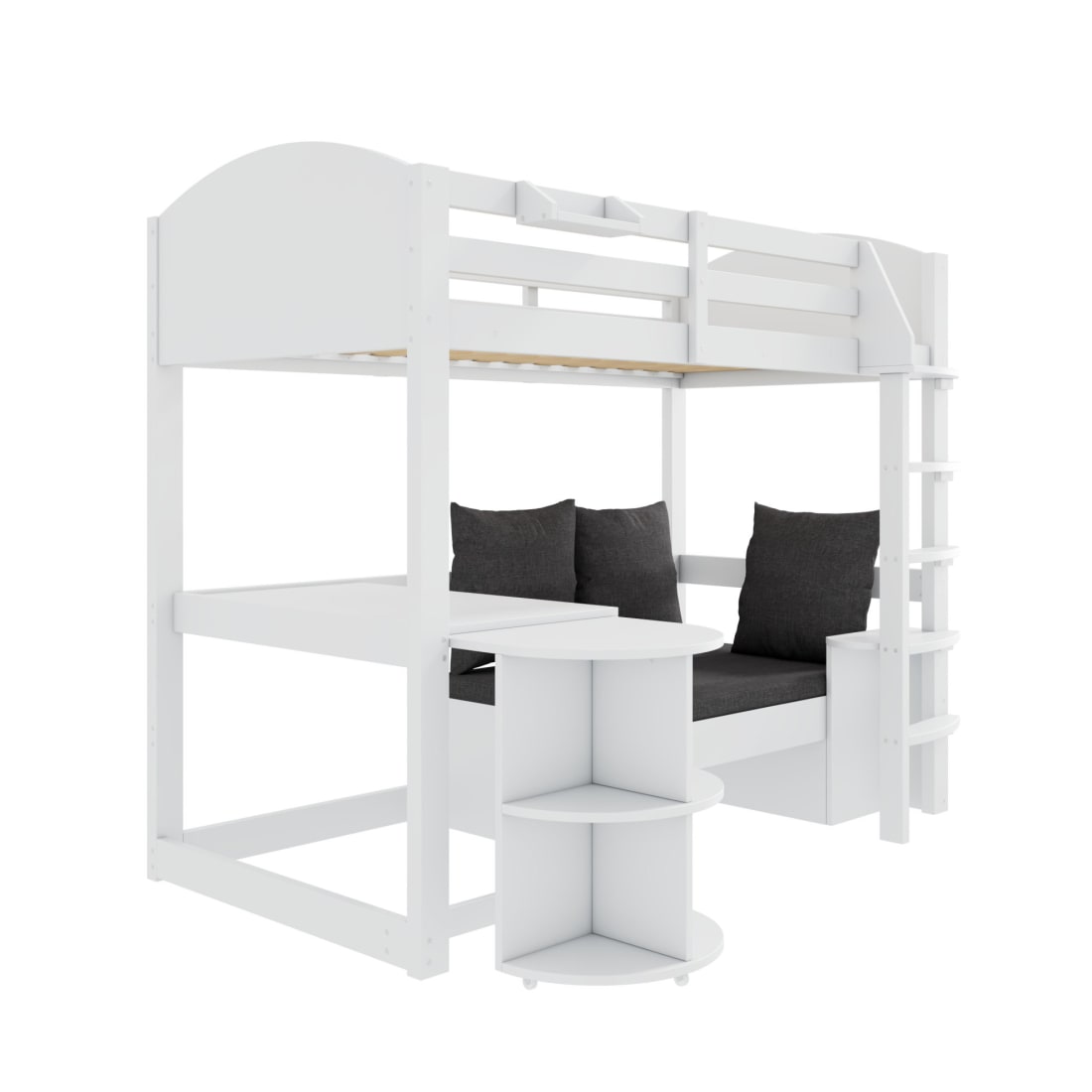 Lit mezzanine enfant en panneau de particules blanc 90 x 200 cm
