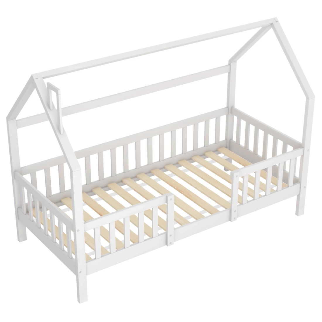 Lit cabane enfant en panneau de particules blanc 90 x 200 cm