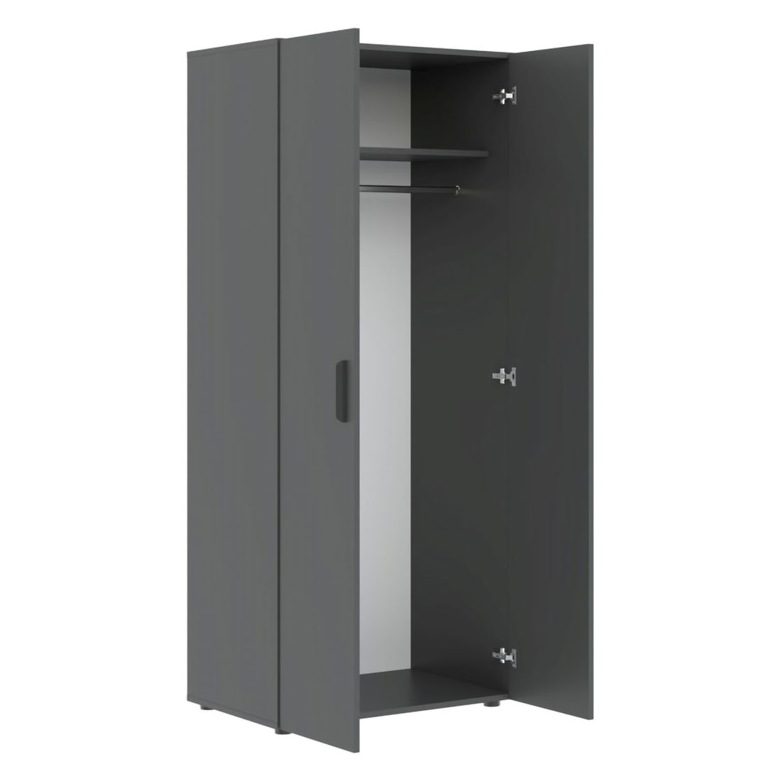 Kleiderschrank 2 Türen, Edles Holz, Schwarz